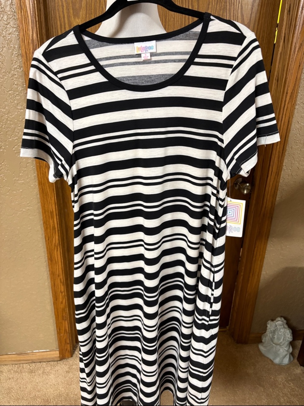 LuLaRoe Black & White Striped Midi Dress